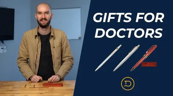 Doctors' Day Gifts - Personalized Pens video thumbnail with Michael and three featured pens beneath the title