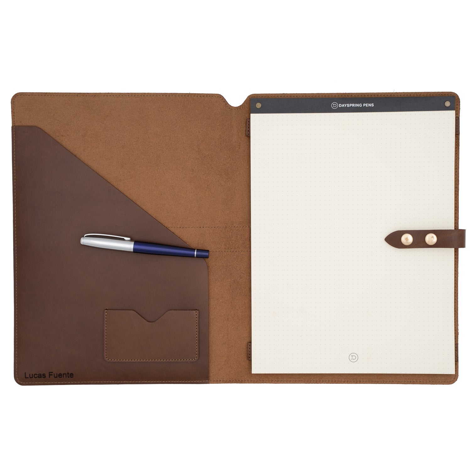 Dayspring Pens Standard Size Leather Padfolio Set - Natural Brown
