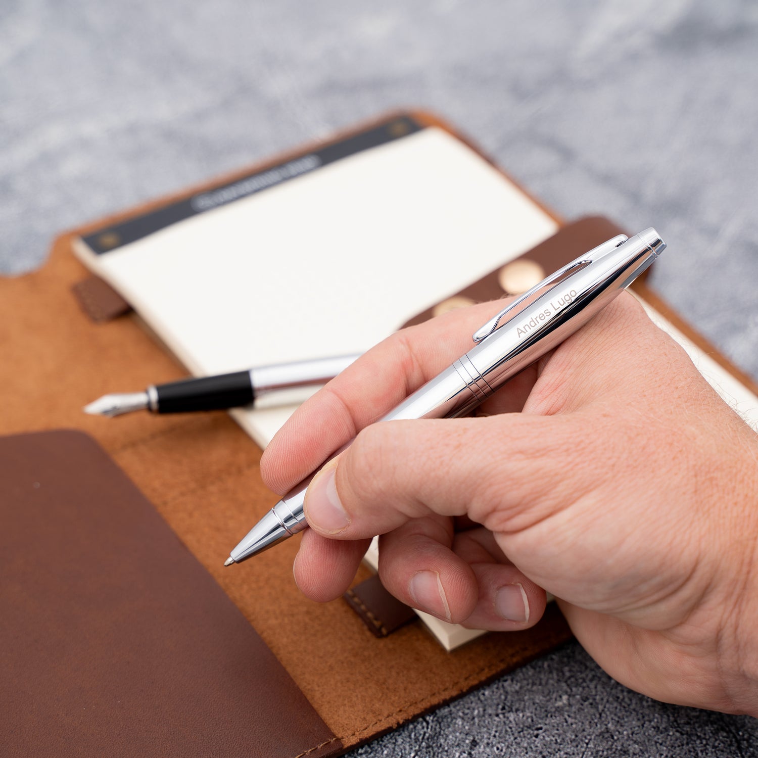 Cross Calais Ballpoint and Fountain Set - Polished Chrome