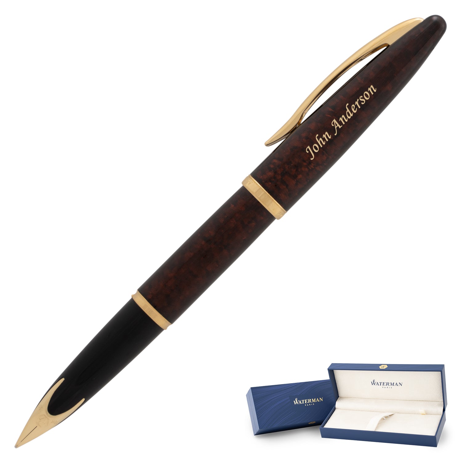 Waterman Carène Fountain Pen Medium Nib - Amber with Gold Trim