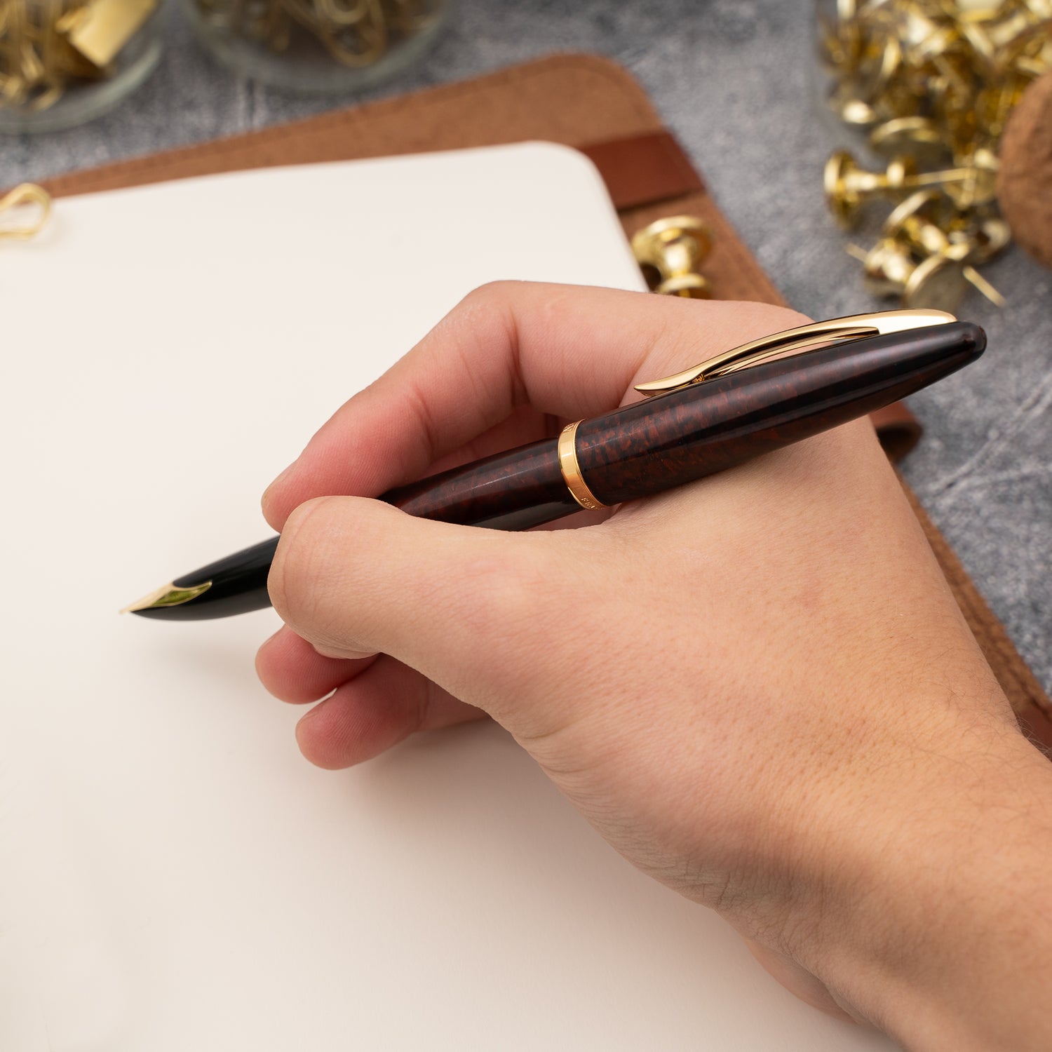 Waterman Carène Fountain Pen Medium Nib - Amber with Gold Trim