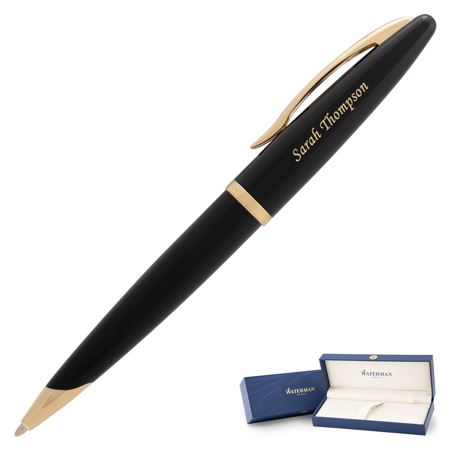 Waterman Carène Ballpoint Pen - Black with Gold Trim