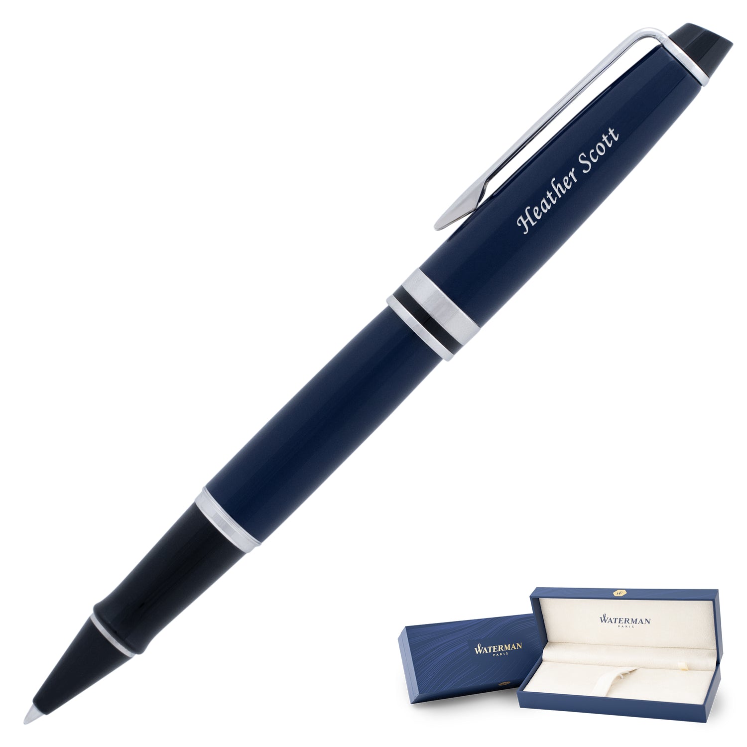 Waterman Expert Rollerball Pen - Blue with Chrome Trim