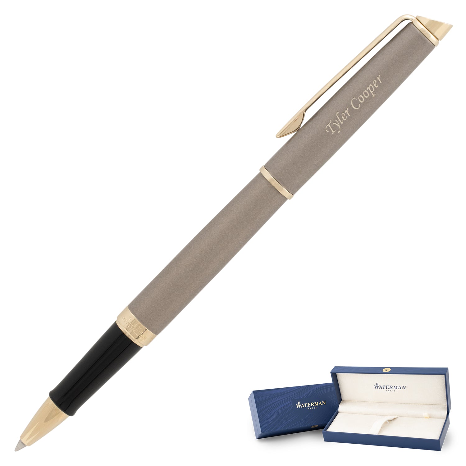 Waterman Hémisphère Rollerball Pen - Metallic Grey with Gold Trim