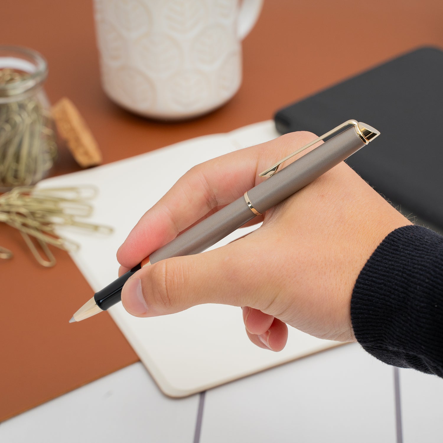 Waterman Hémisphère Rollerball Pen - Metallic Grey with Gold Trim