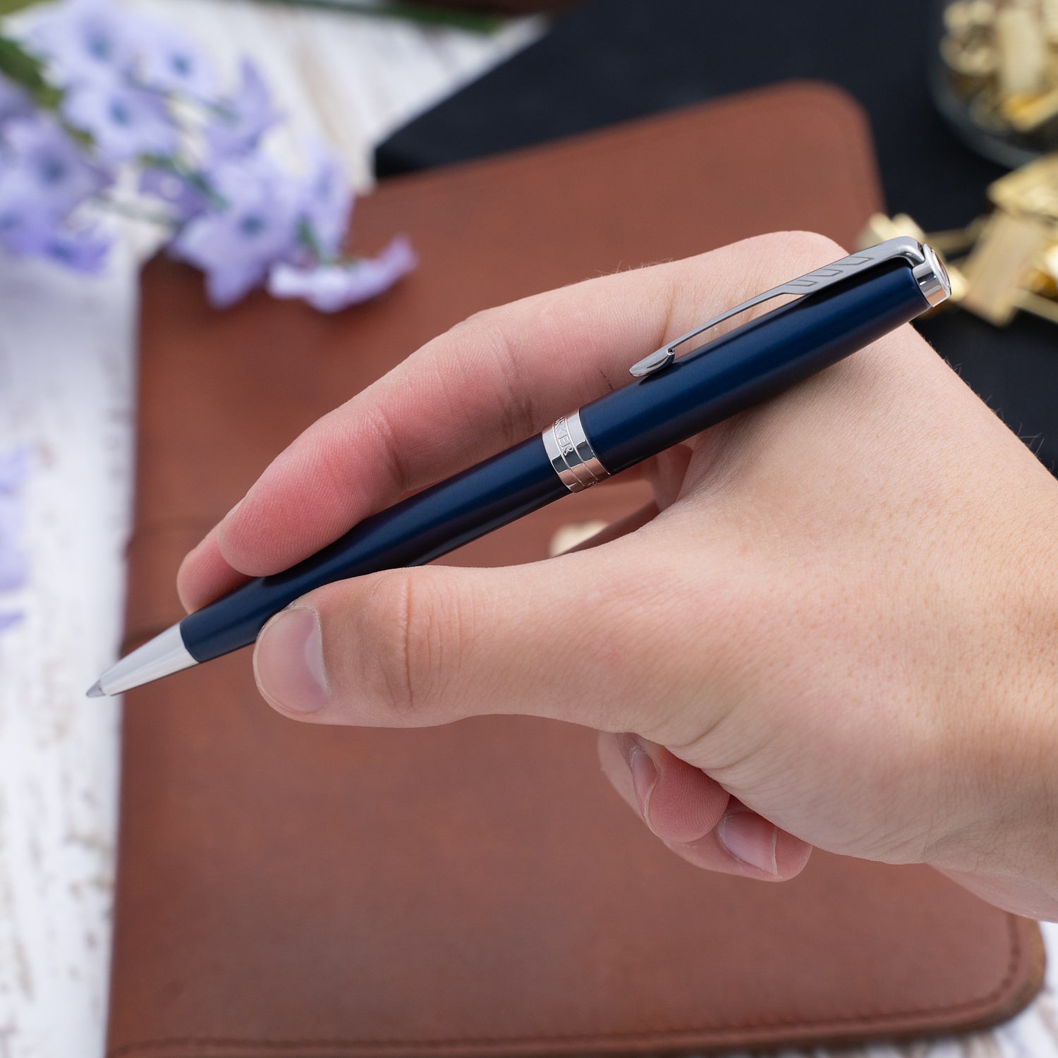 Parker Sonnet Ballpoint Pen - Blue Chrome Trim