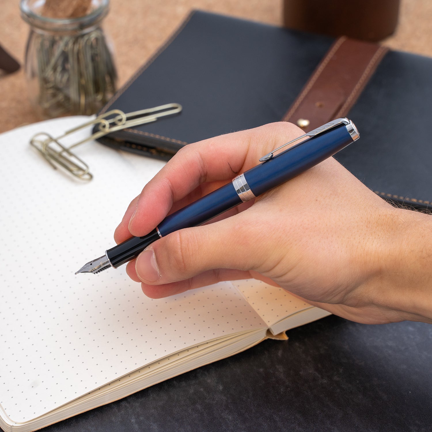 Parker Sonnet Fountain Pen - Blue Chrome Trim