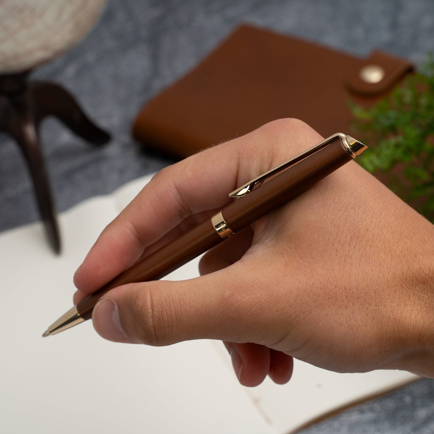 Personalized Waterman Hémisphère Ballpoint Pen - Metallic Copper with Gold Trim