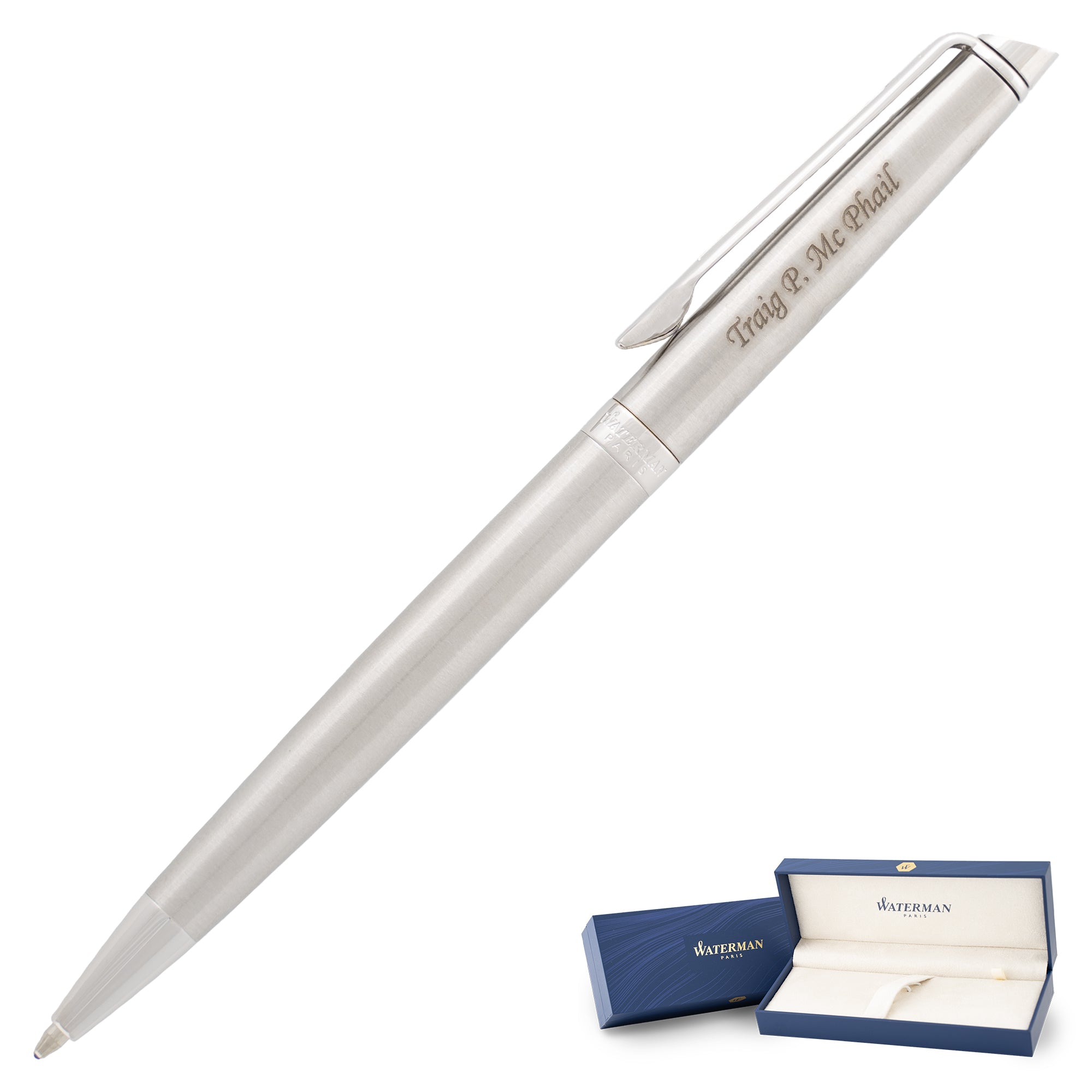 Waterman Hemisphere Ballpoint Pen Stainless/Silver Engraved