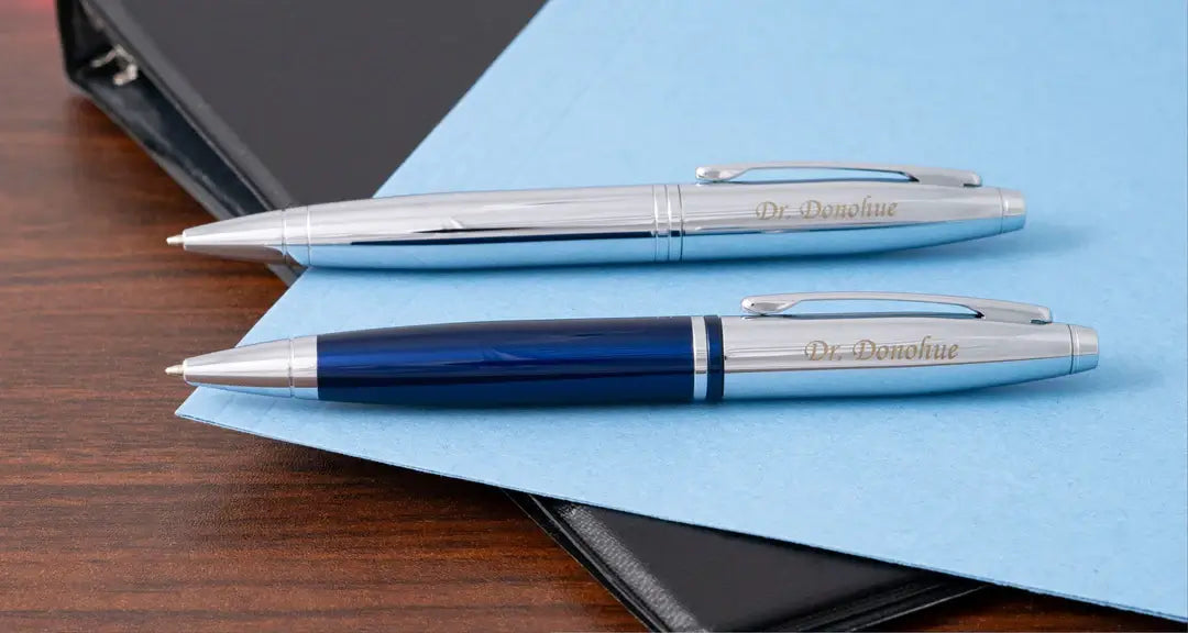 Cross Pens Calais Chrome and Blue Pen Set