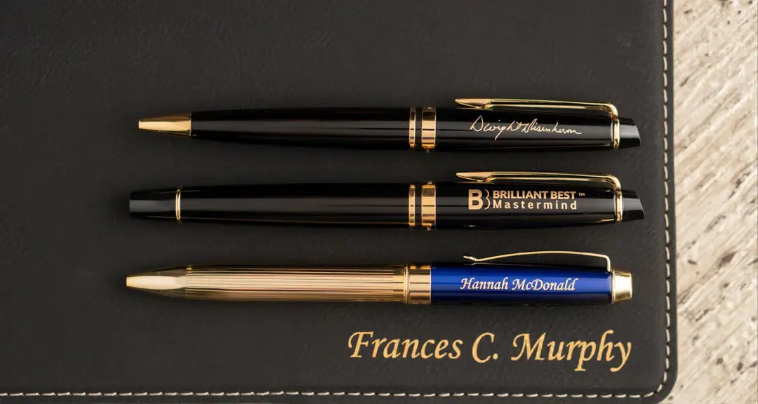 Personalized Gift Pens on engraved journal