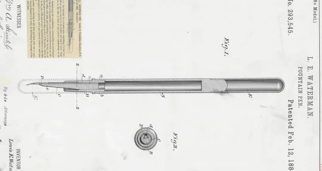 1884 Lewis Waterman Fountain Pen Patent