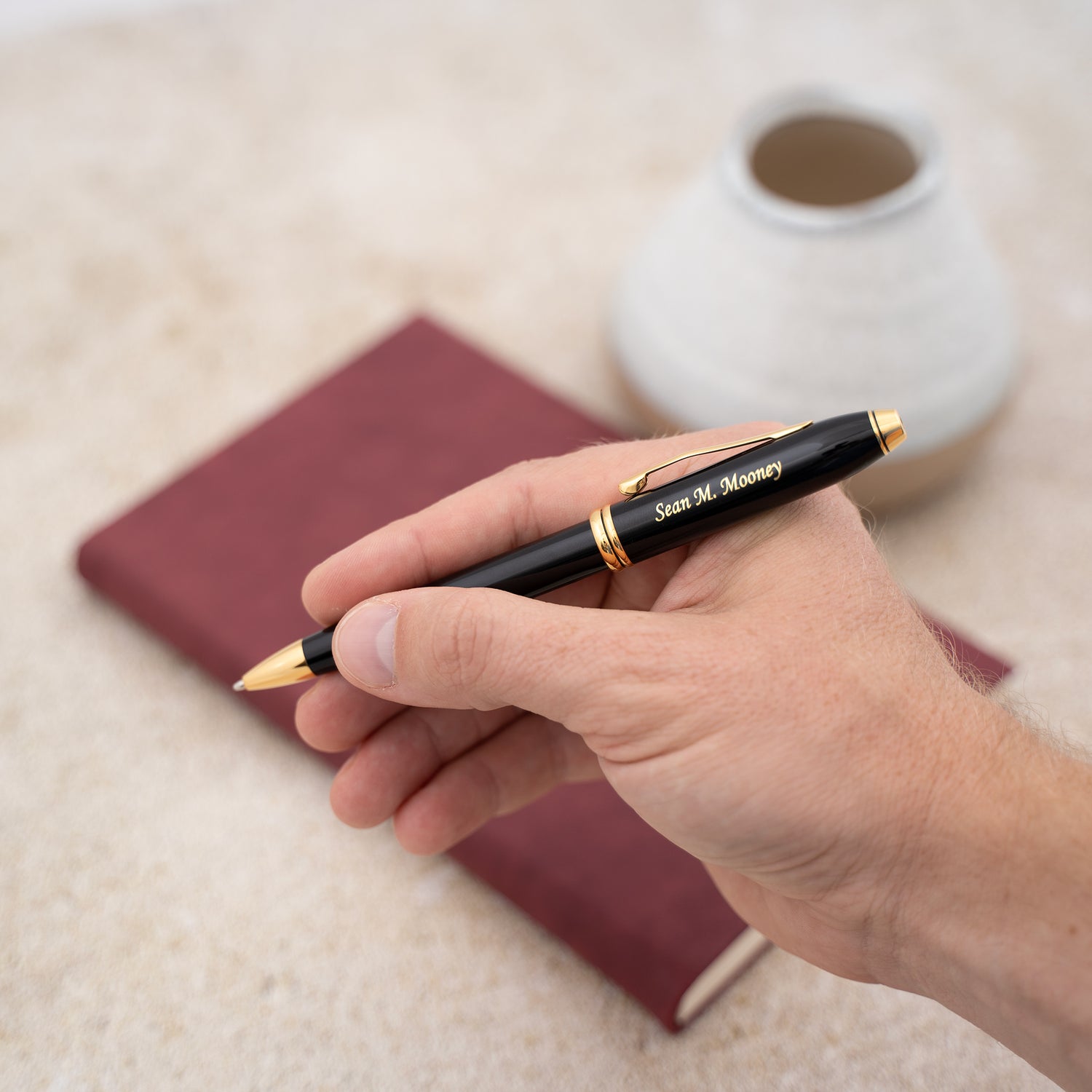 Cross Townsend Black Lacquer Ballpoint Pen with Gold Plated Trim