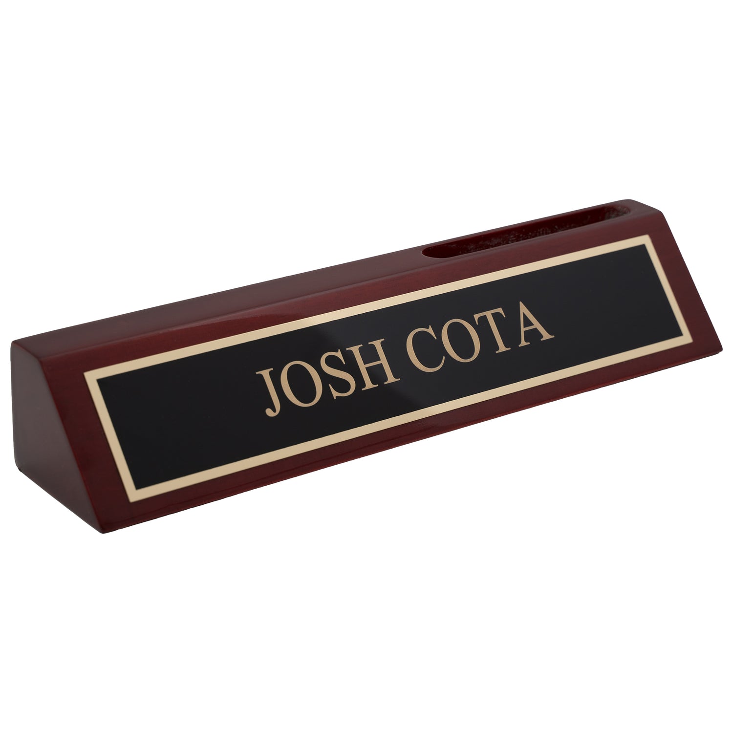 Business Card Holder for Desk with Name Plate - 100% Free Engraving