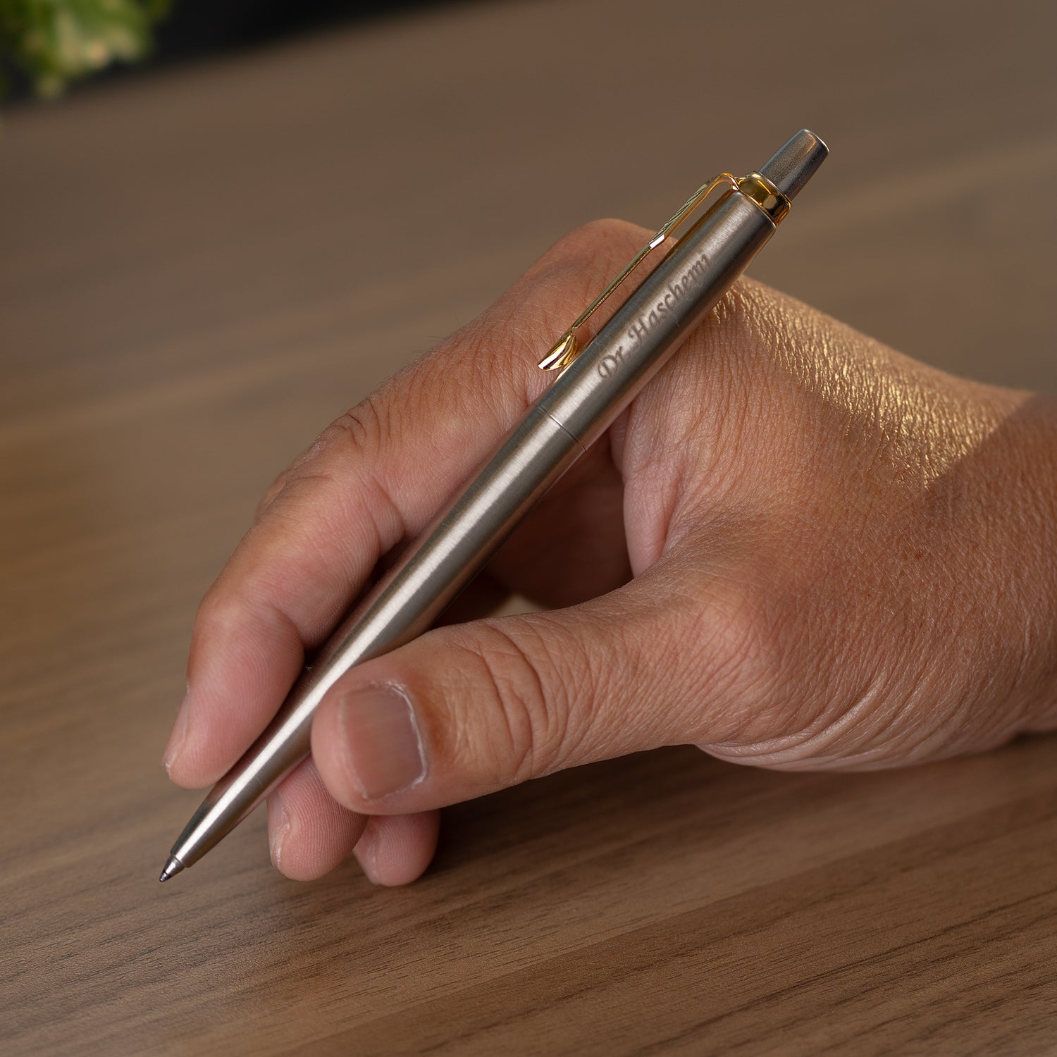 Parker Jotter Gel Pen Stainless Steel Gold Trim