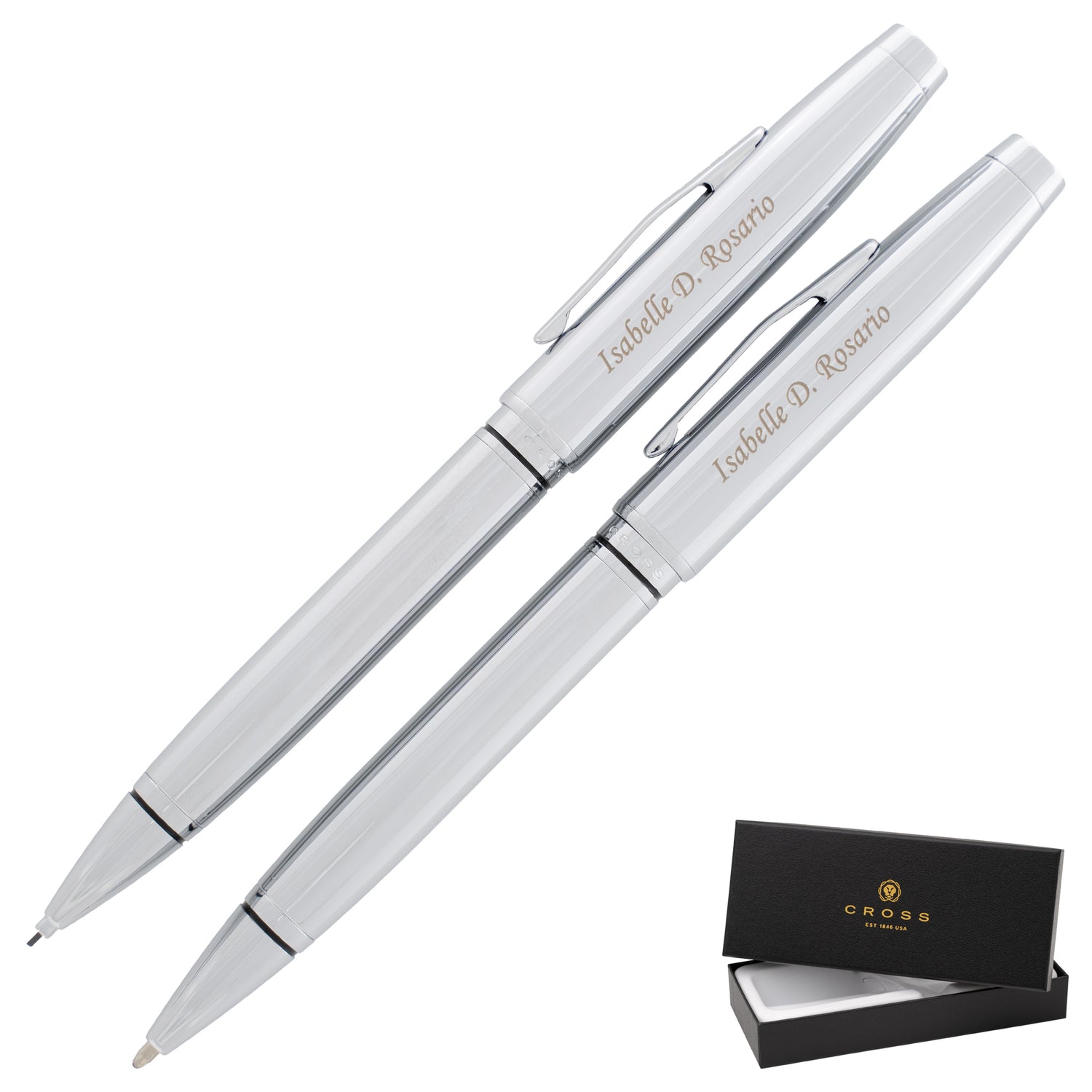 Cross Coventry Ballpoint Pen and Pencil Set Lustrous Chrome
