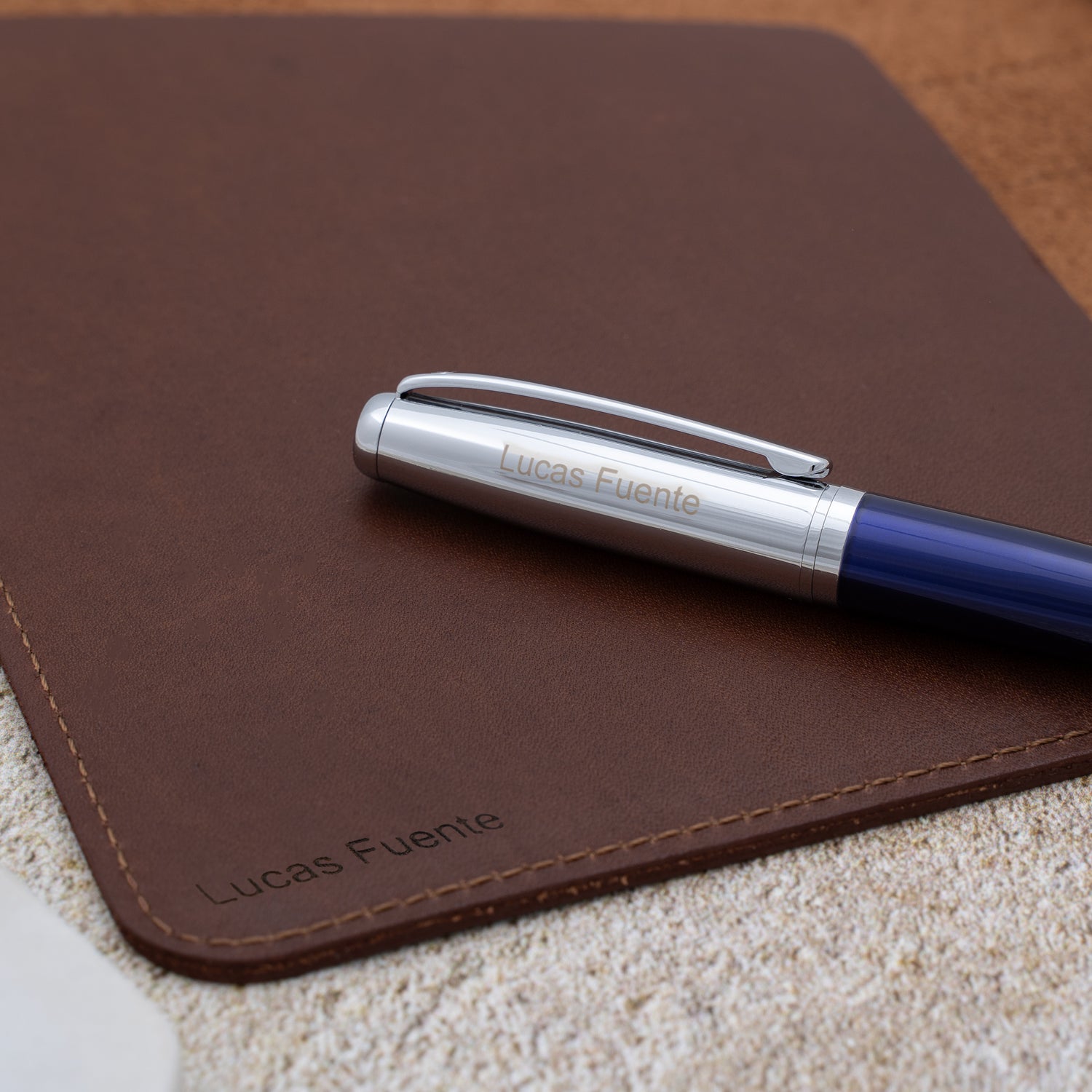 Dayspring Pens Travel Size Leather Padfolio Set - Natural Brown