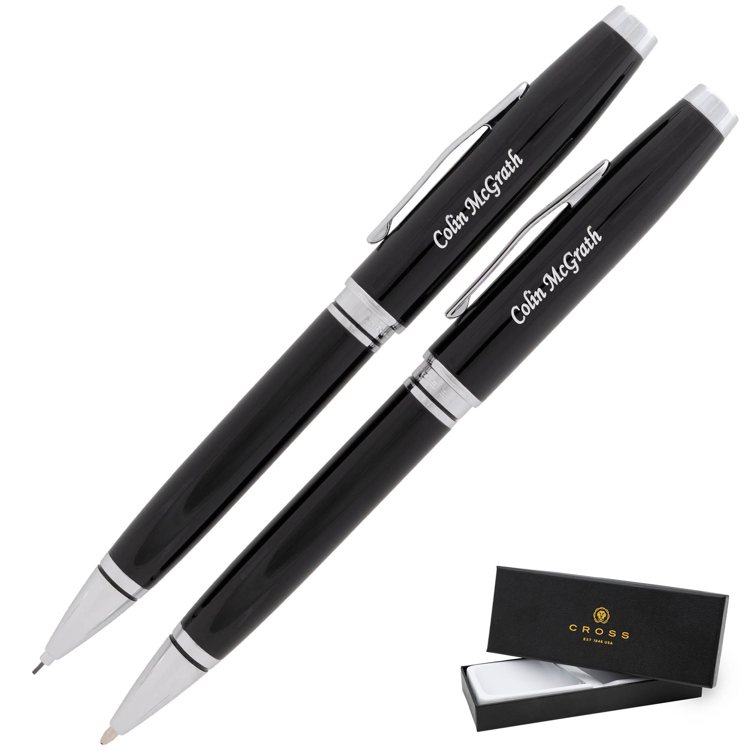 Cross Coventry Ballpoint Pen and Pencil Set Black Lacquer