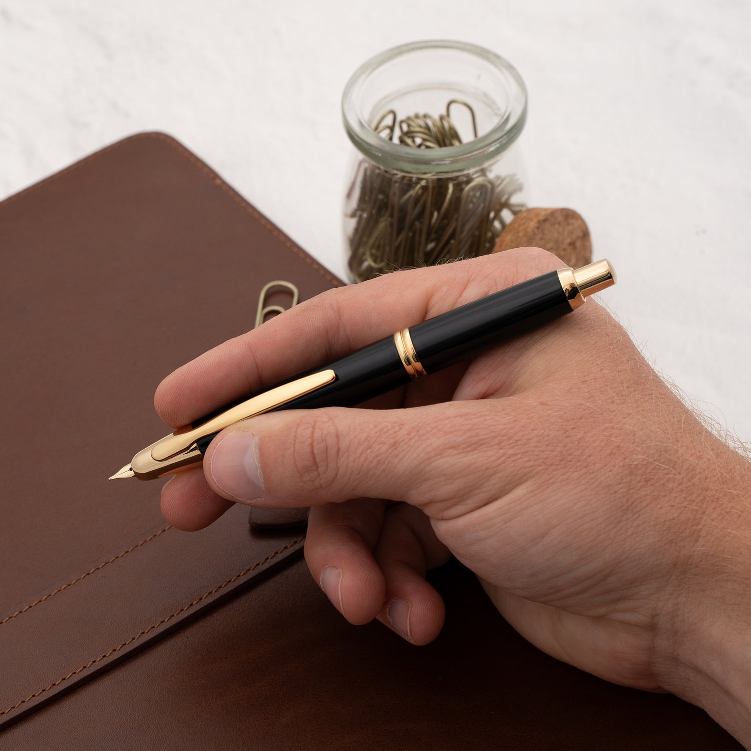 Pilot Vanishing Point Fountain Pen - Black Lacquer with Gold Trim