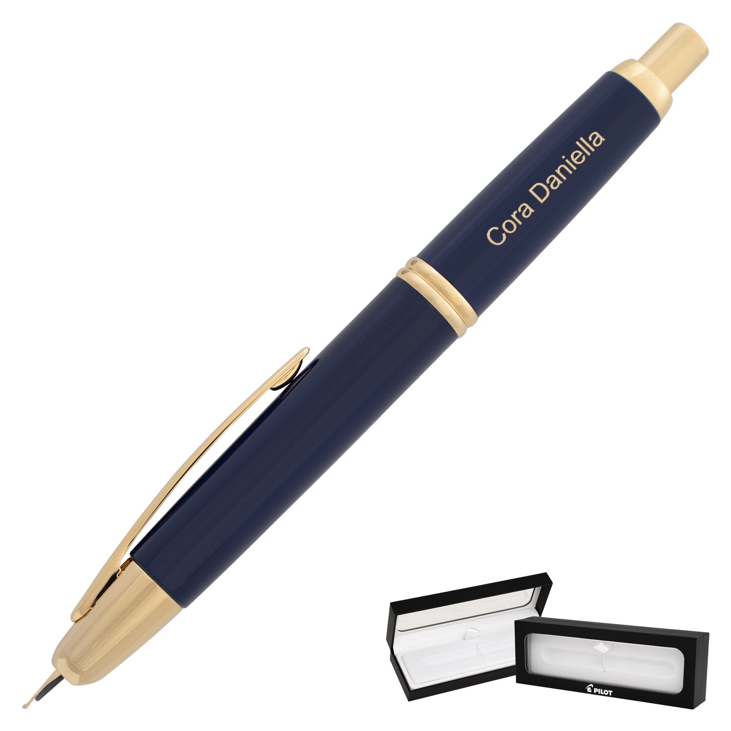 Pilot Vanishing Point Fountain Pen - Blue Lacquer with Gold Trim