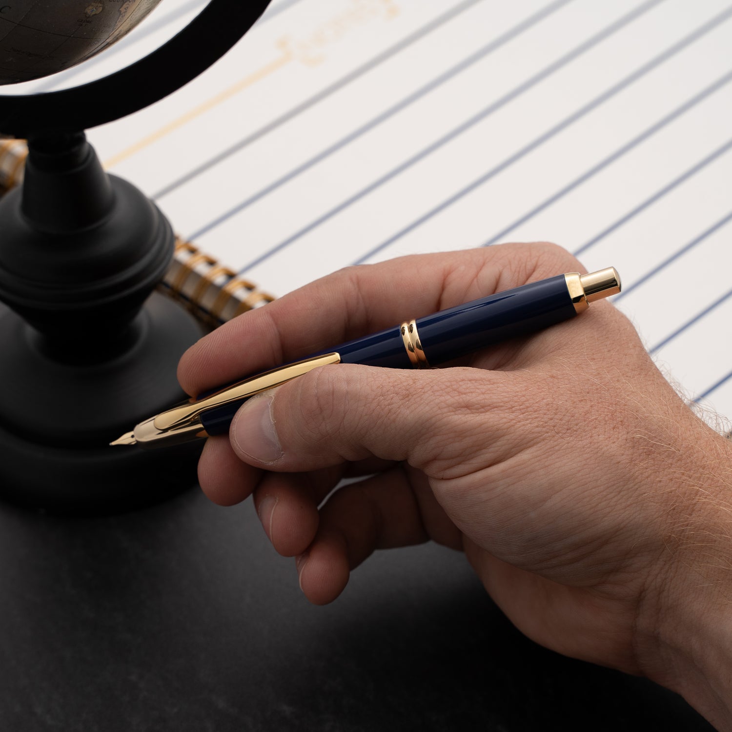 Pilot Vanishing Point Fountain Pen - Blue Lacquer with Gold Trim