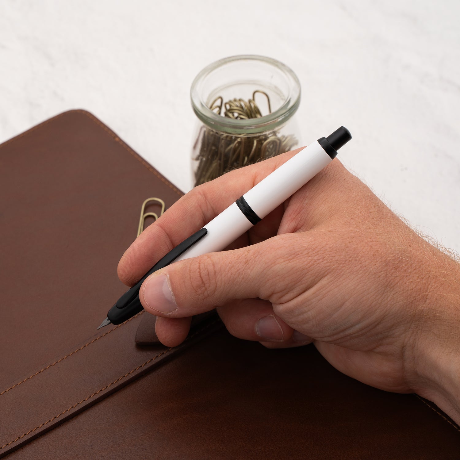 Pilot Vanishing Point Fountain Pen - White Lacquer with Matte Black Trim