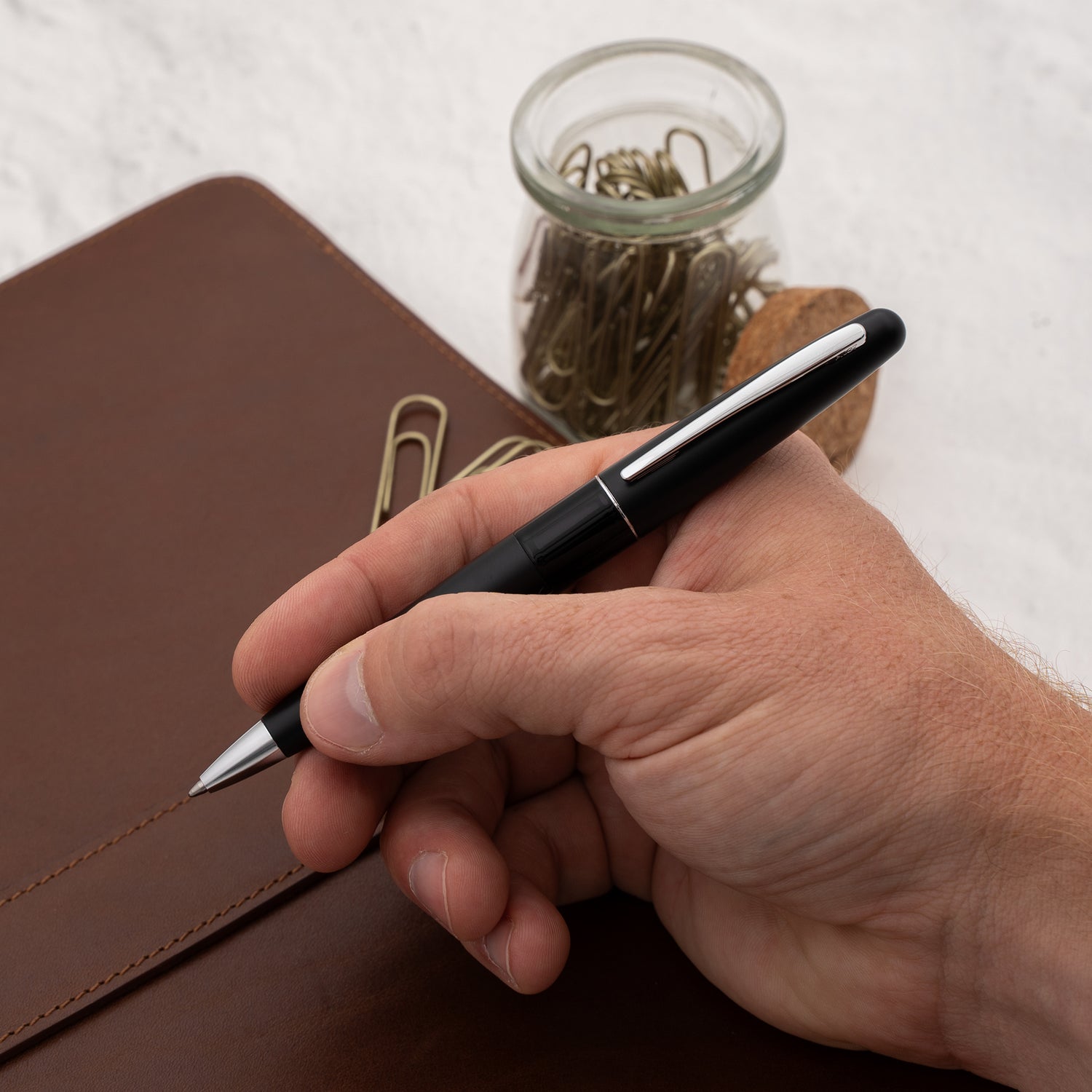 Pilot Metropolitan (MR) Ballpoint Pen - Black Lacquer with Silver Trim