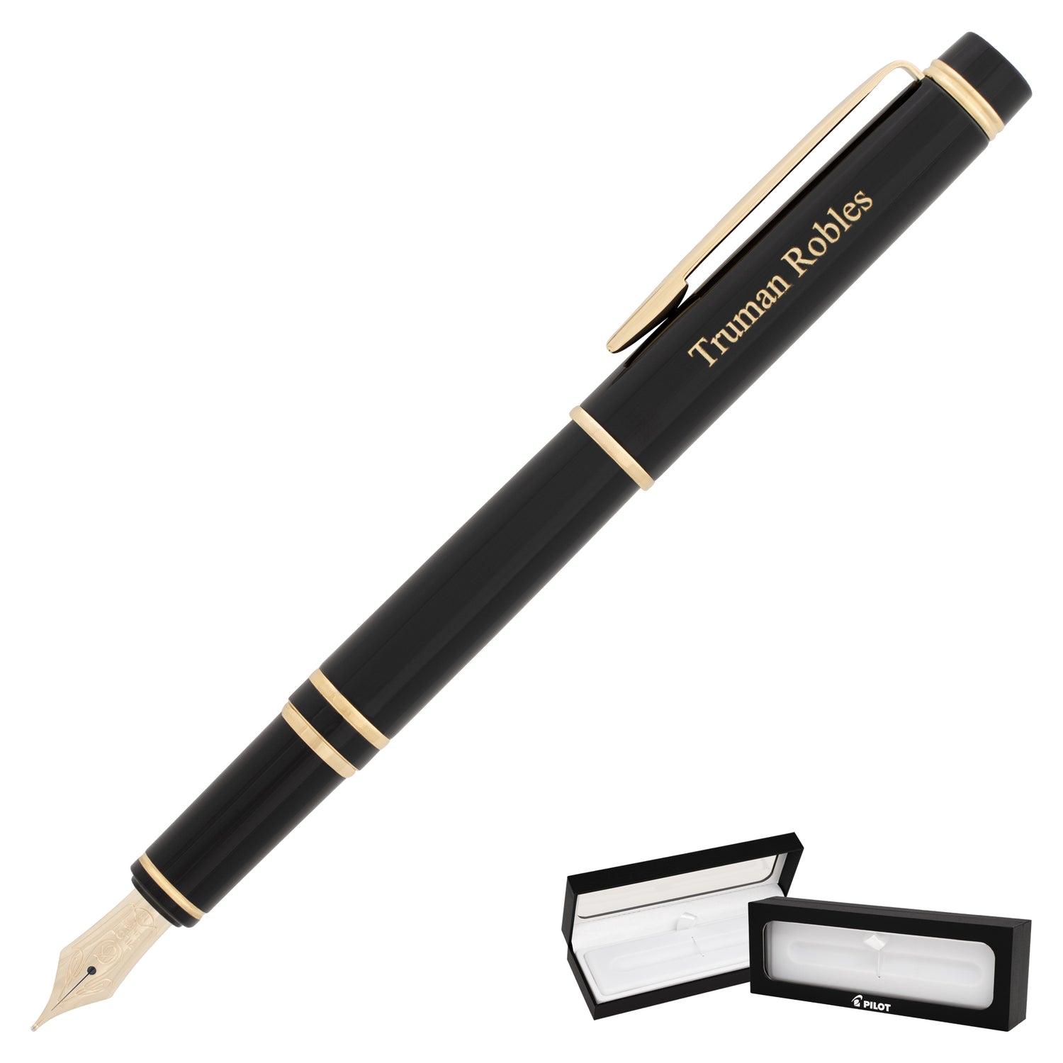 Pilot Grance Fountain Pen - Black Lacquer with Gold Trim