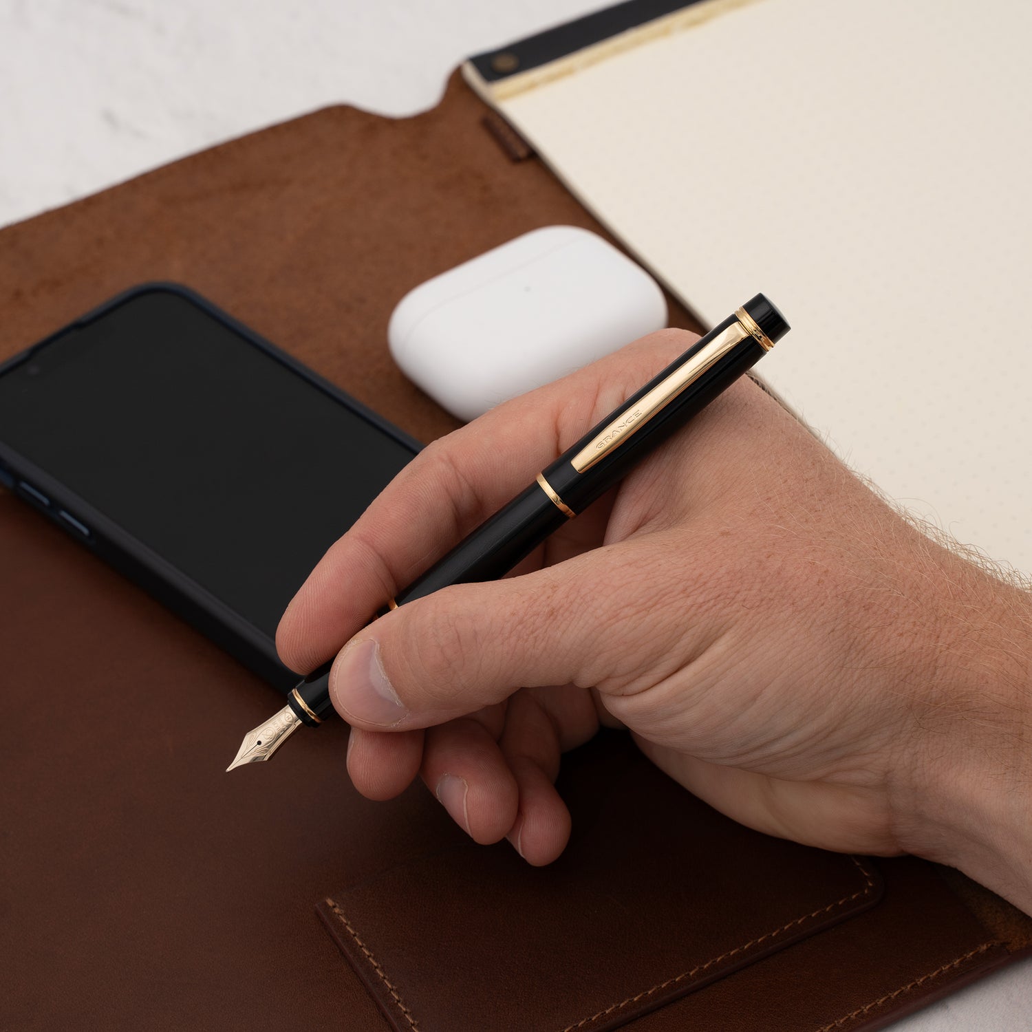 Pilot Grance Fountain Pen - Black Lacquer with Gold Trim