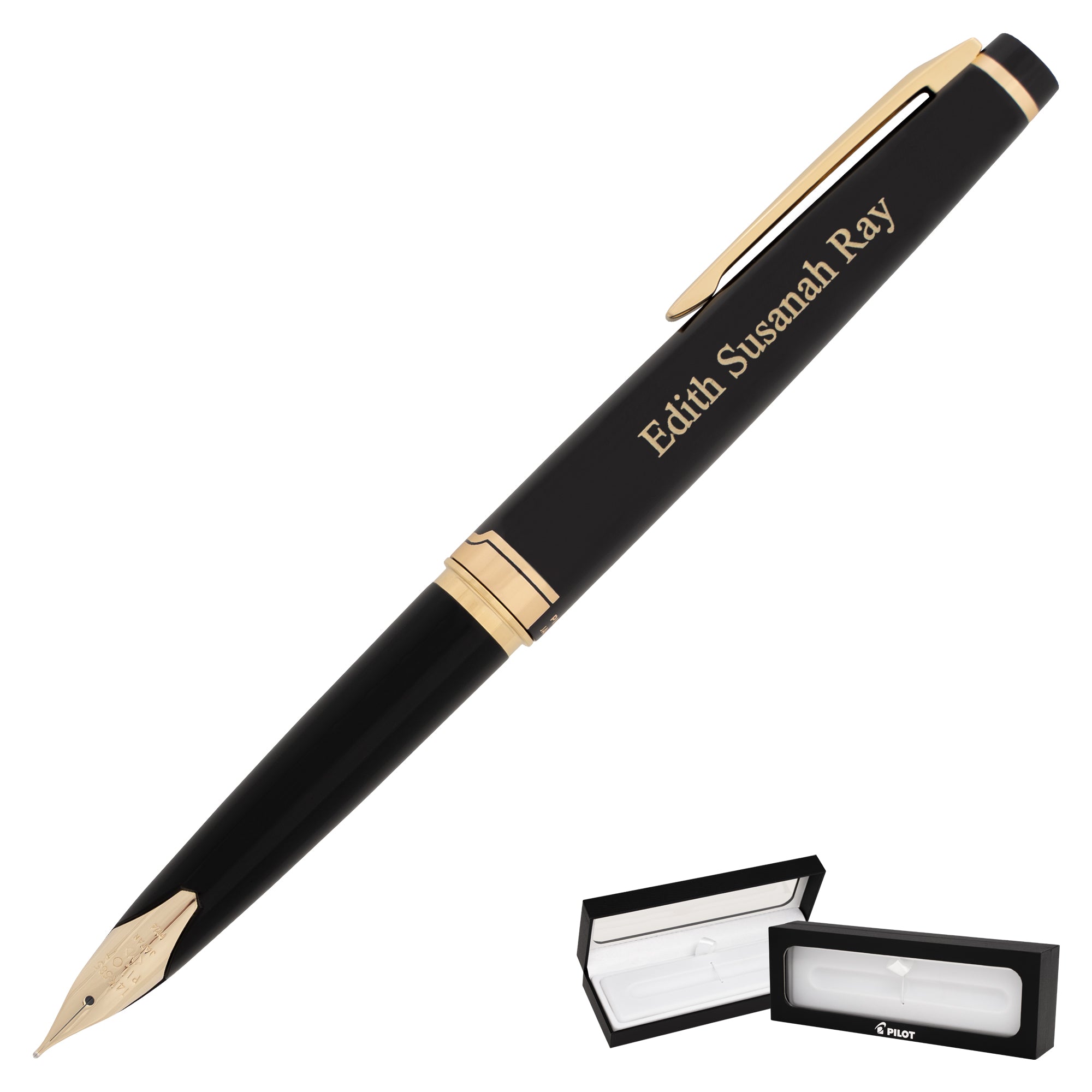 Pilot E95s Fountain Pen Black Lacquer with Gold Trim