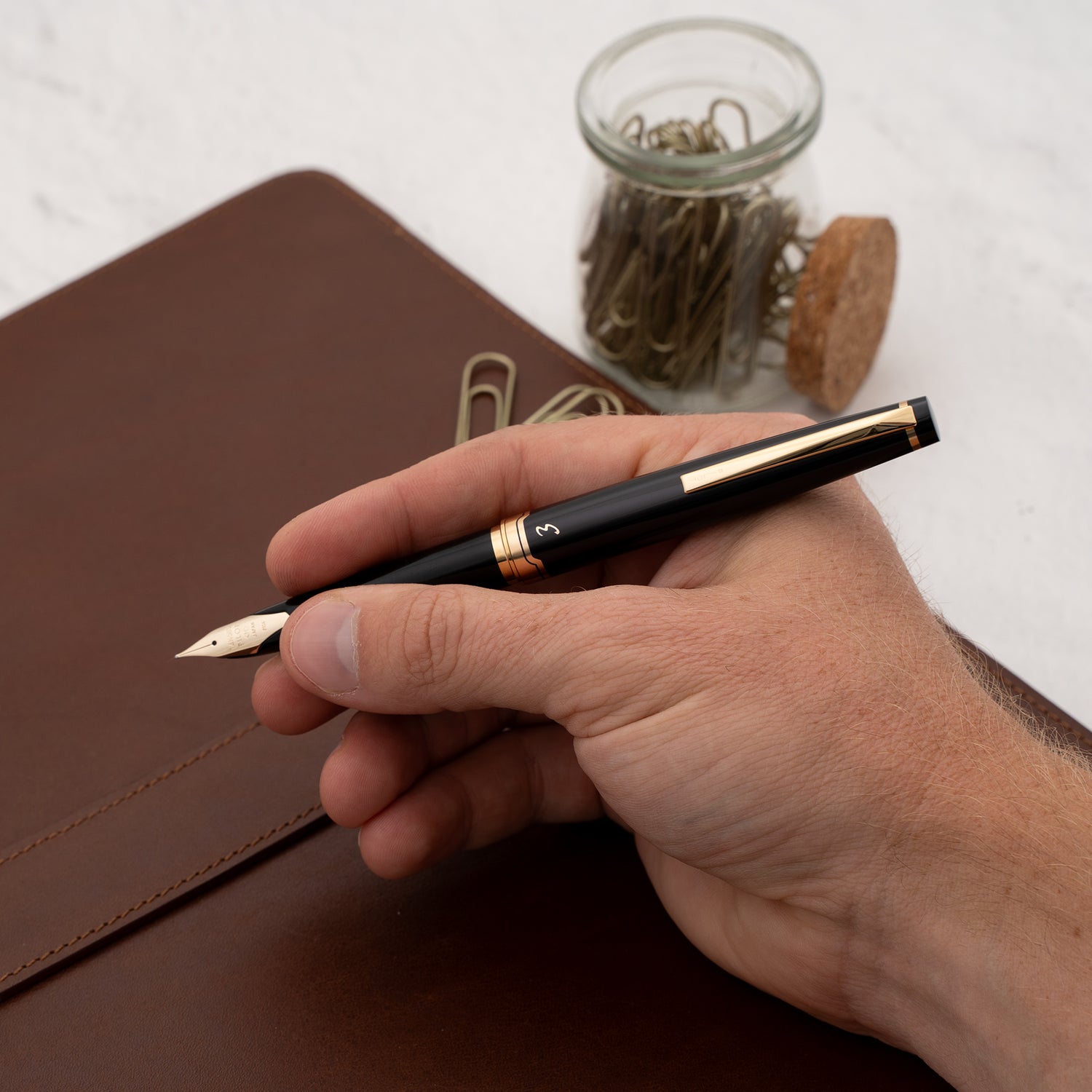 Pilot E95s Fountain Pen - Black Lacquer with Gold Trim