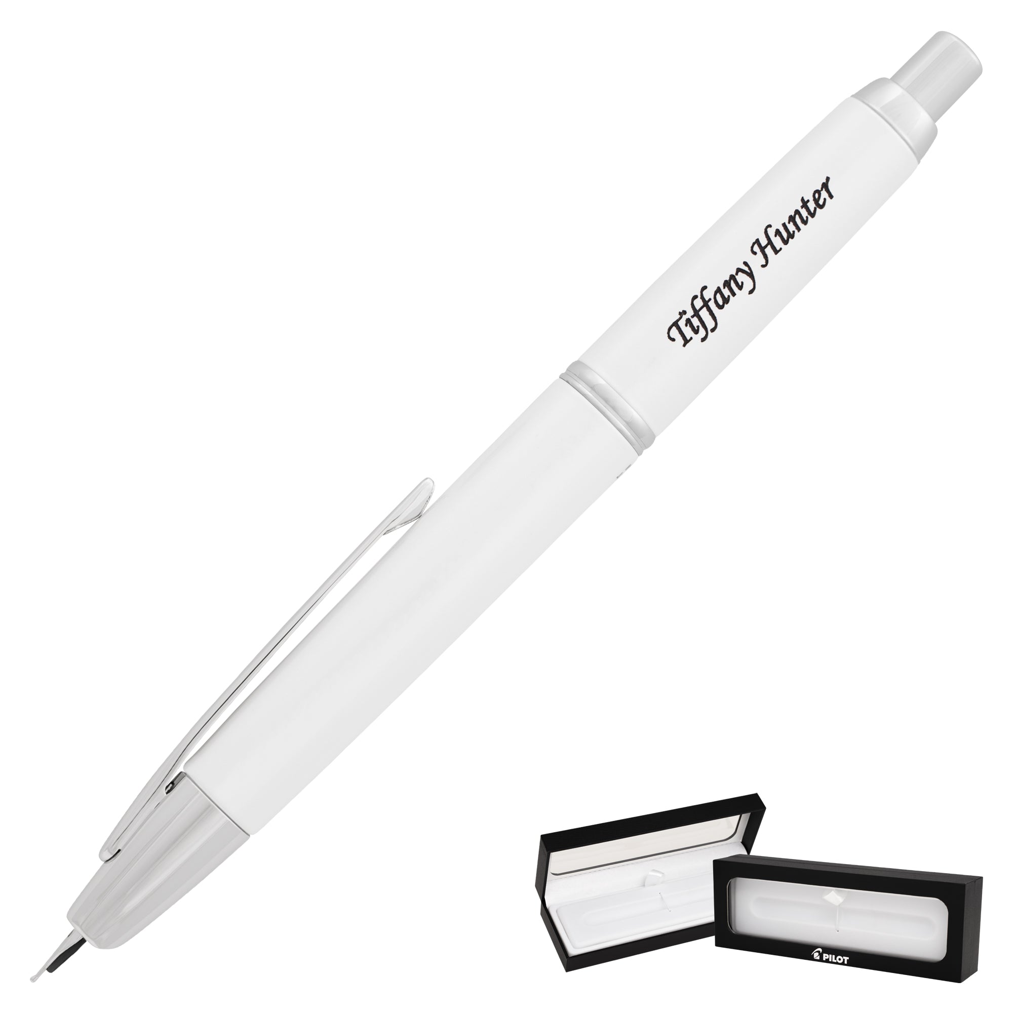 Pilot Vanishing Point Decimo Fountain Pen - Pearlescent White Lacquer with Rhodium Trim