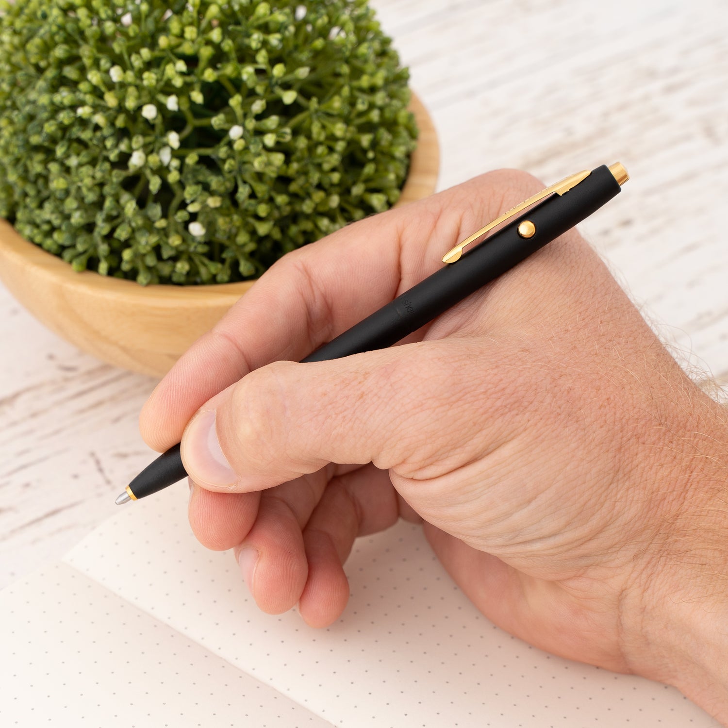 Fisher Matte Black Shuttle Space Pen with Gold Accents