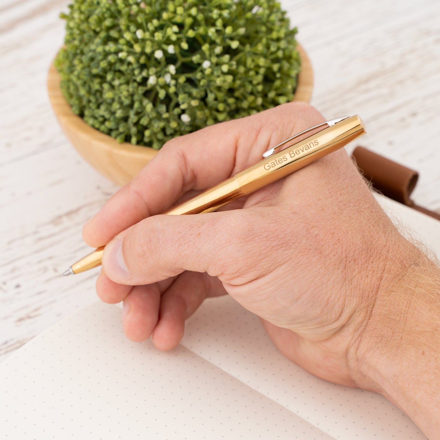 Fisher Raw Brass Cap-O-Matic Space Pen with Chrome Pocket Clip