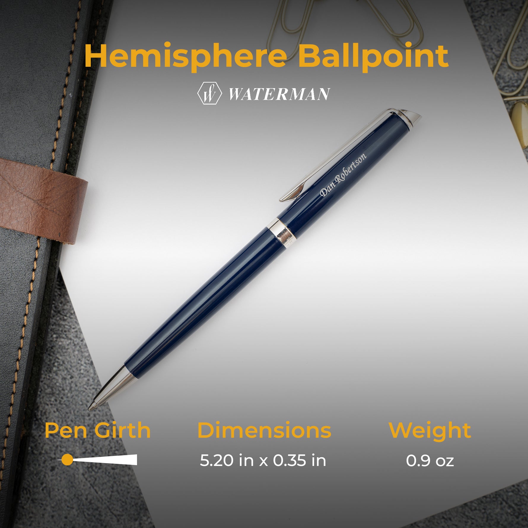 Waterman Hémisphère Ballpoint Pen - Blue with Chrome Trim Specifications