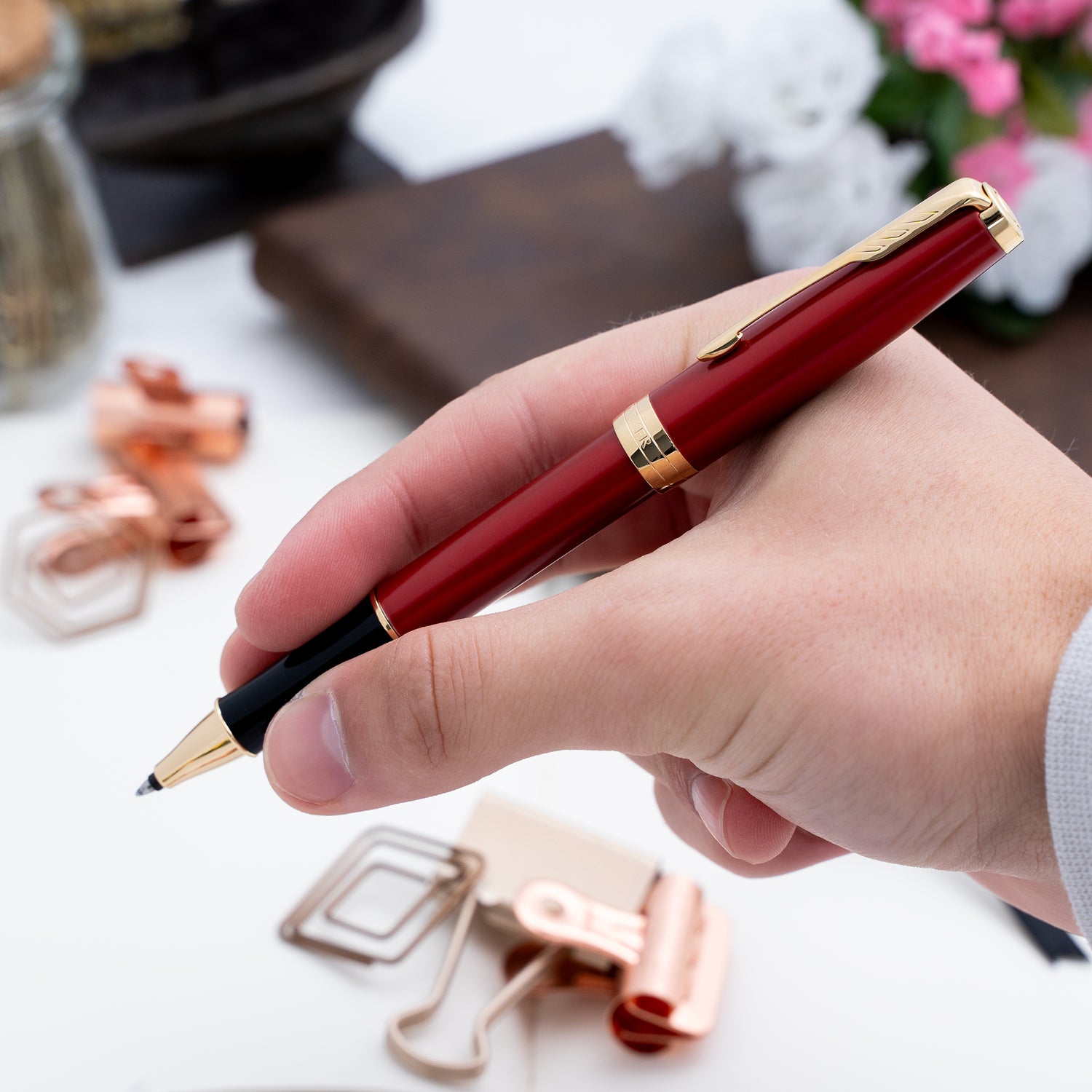 Parker Sonnet Rollerball Pen - Red Gold Trim