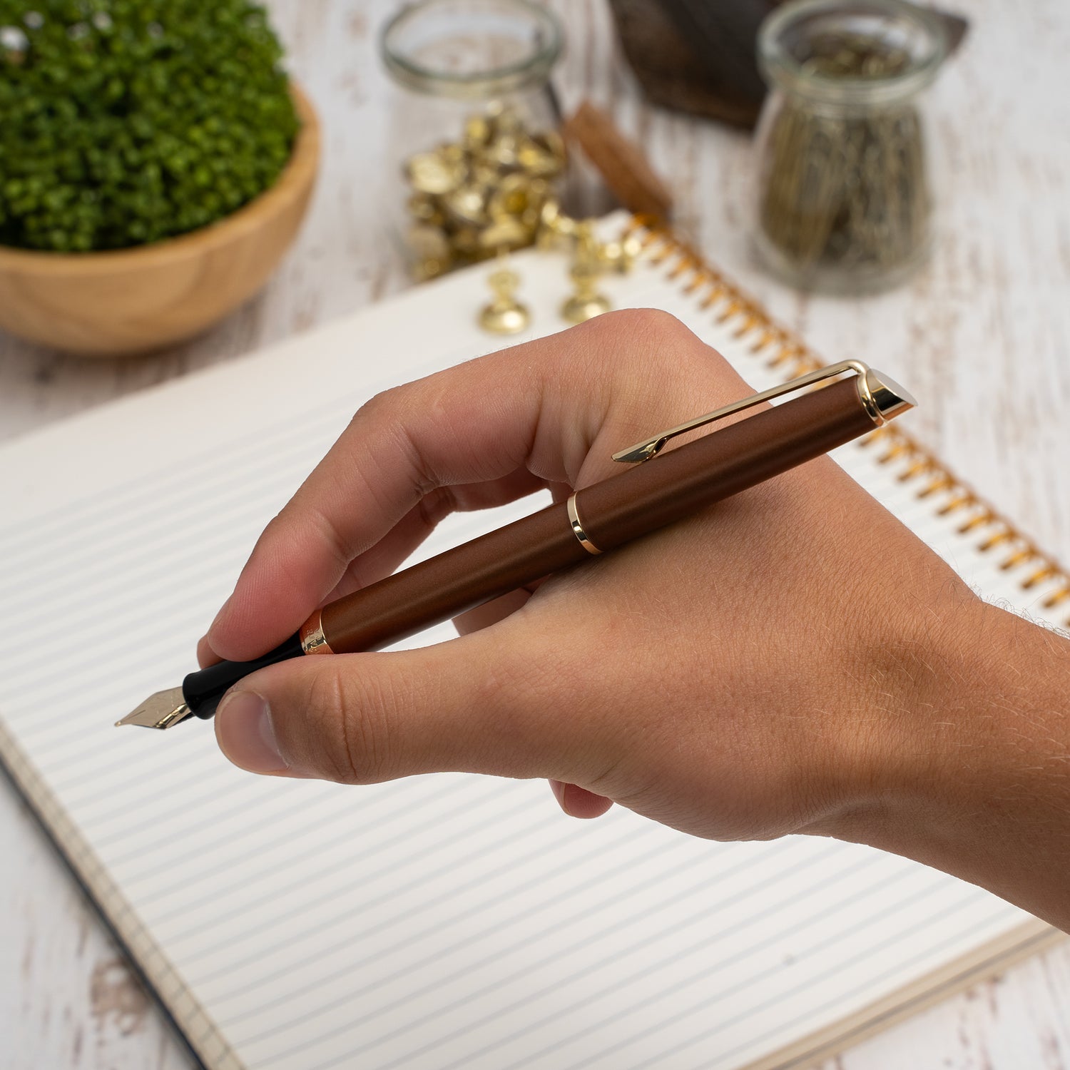 Personalized Waterman Hémisphère Fountain Pen - Metallic Copper with Gold Trim