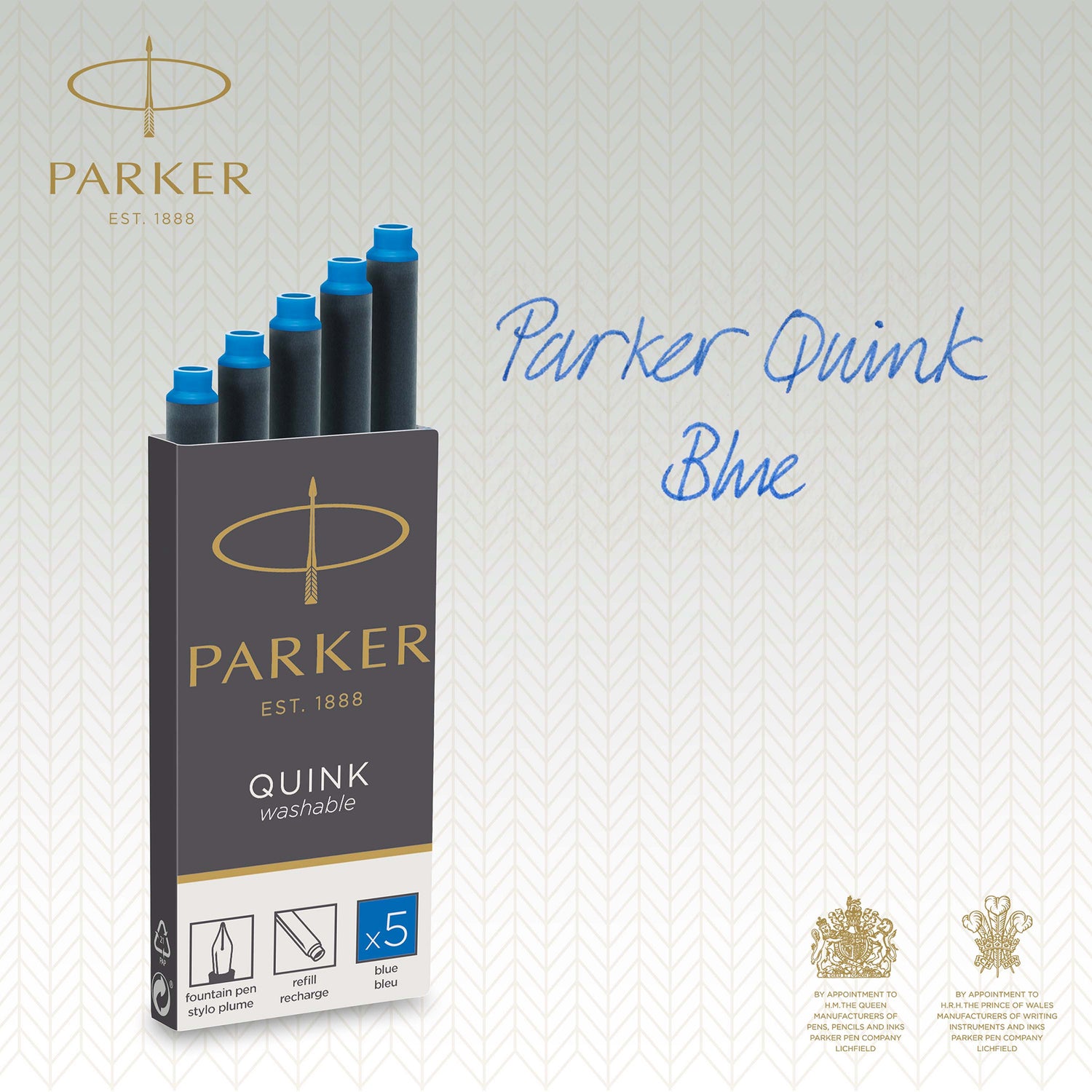 Parker Quink Washable Ink Cartridges (Pack of 5) - Blue