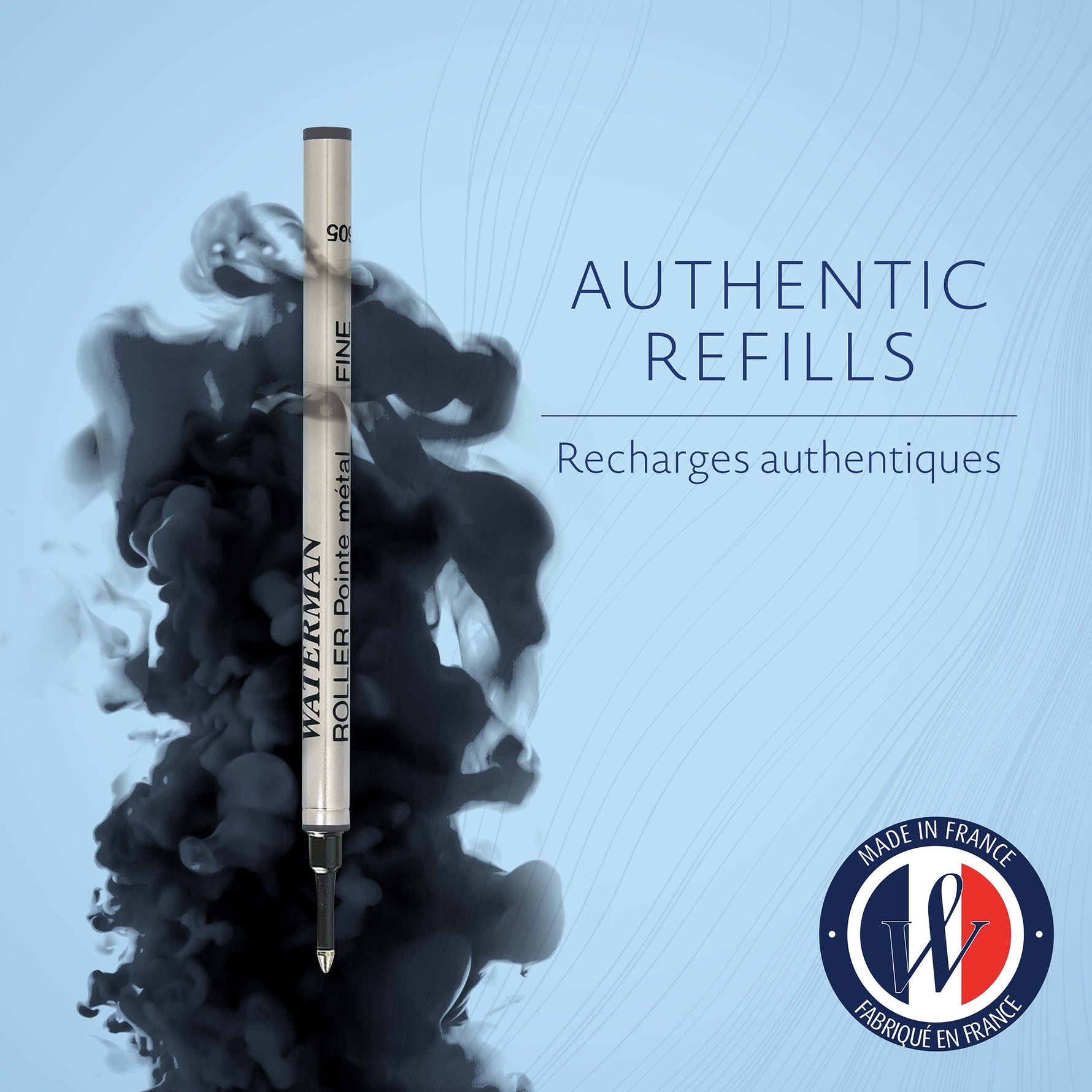 Authentic Waterman Rollerball Fine Refill Black