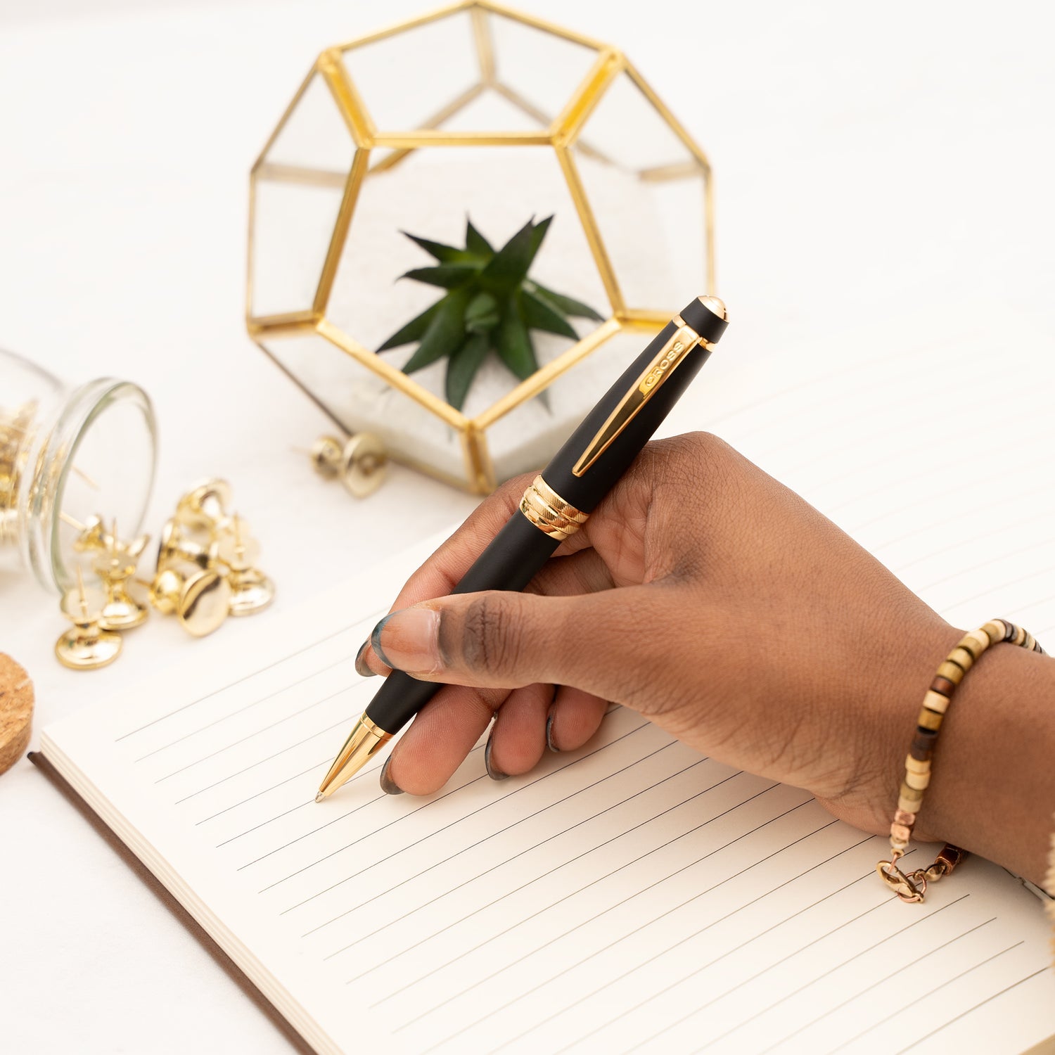 Cross Bailey Matte Black Lacquer with 23KT Gold Trim Ballpoint Pen