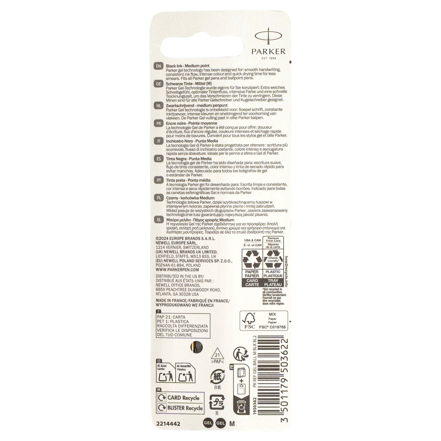 Parker Gel Black Ballpoint Refill