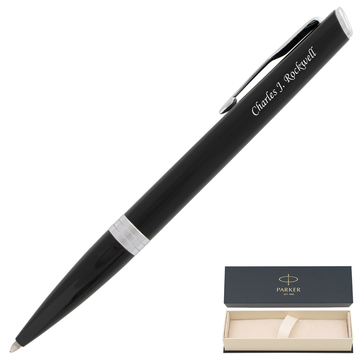 Parker Meridian Ballpoint - Black with Chrome Trim