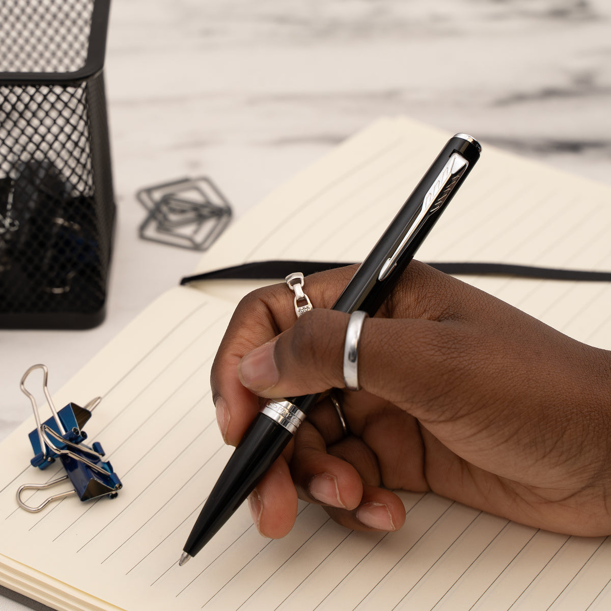 Parker Meridian Ballpoint - Black with Chrome Trim