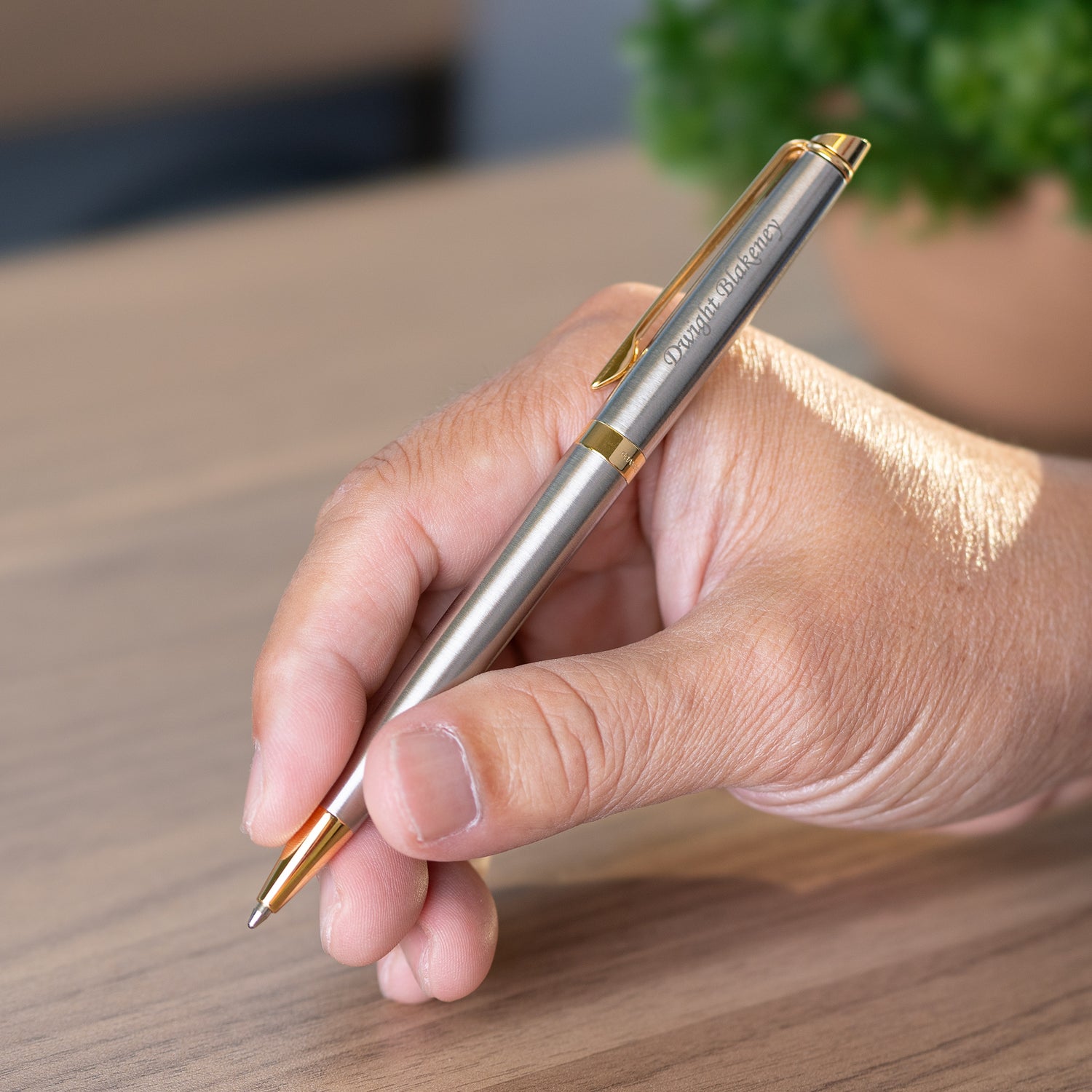 Waterman Hemisphere Stainless Gold Trim Ballpoint Pen