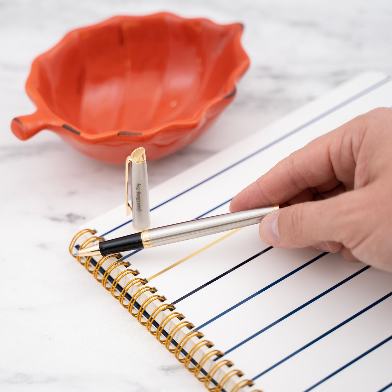 Waterman Hemisphere Stainless Gold Trim Rollerball Pen