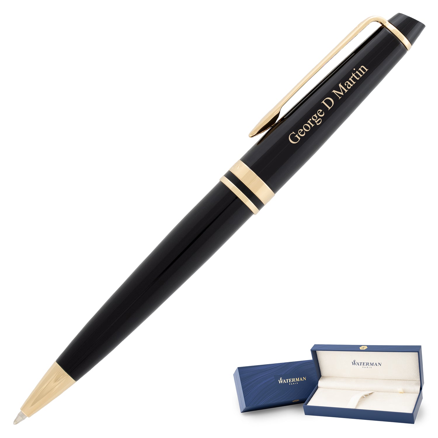 Waterman Expert Black Ballpoint Pen - Gold trim