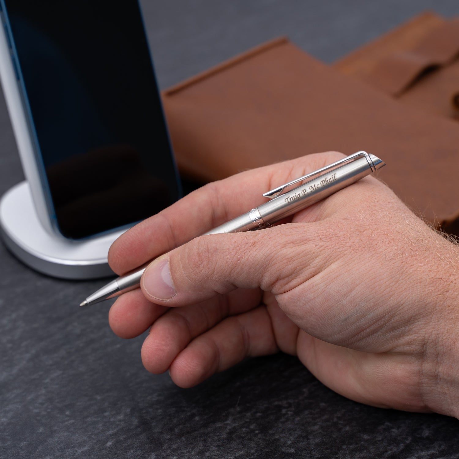 Waterman Hemisphere Stainless Silver Trim Ballpoint Pen