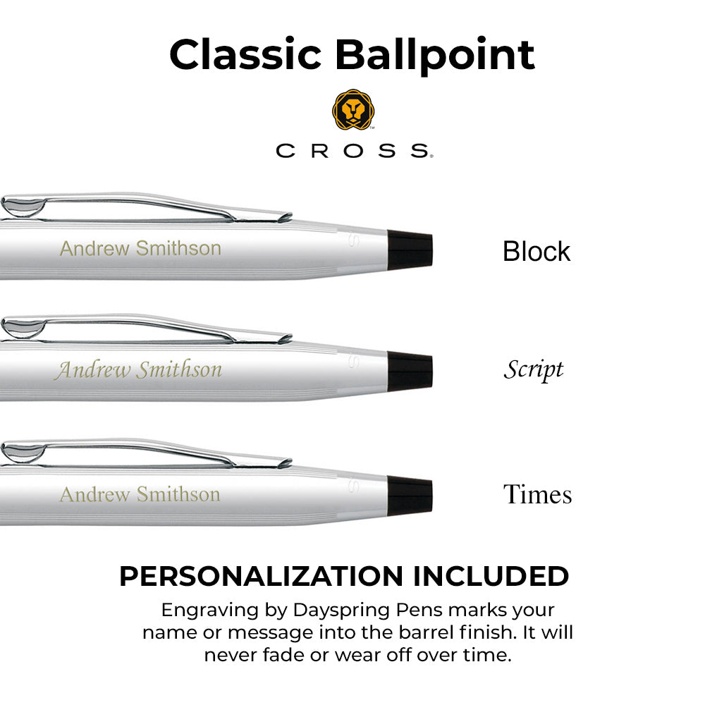 Personalized Classic Century Ballpoint Pen - Lustrous Chrome 3502