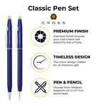 Enhance your writing potential with the exquisite Cross Classic Translucent Blue Lacquer Ballpoint & Pencil Set.