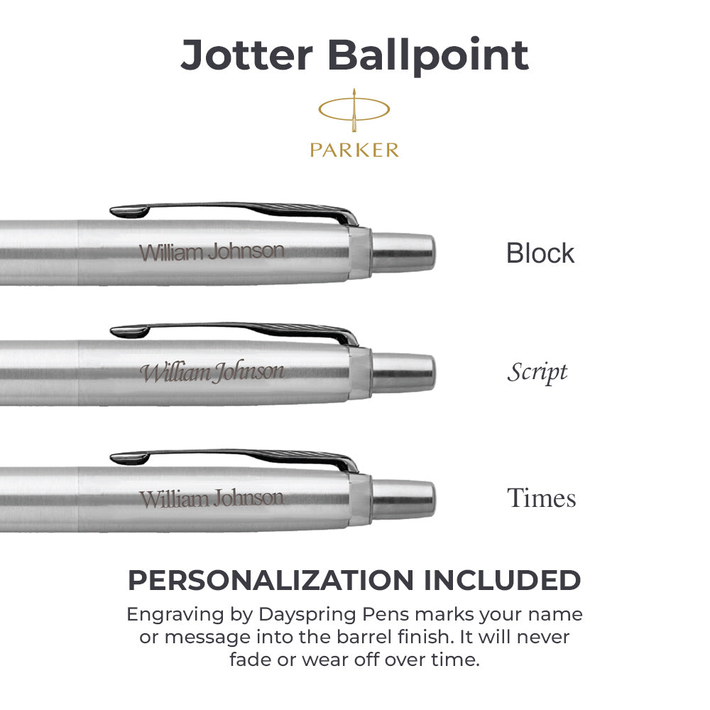 Parker Jotter Stainless Steel Chrome Trim Ballpoint & Fountain Pen